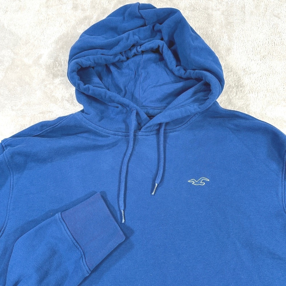 Hollister Hoodie Mens Med Y2K Must-Have Collection Blue Pullover Sweatshirt